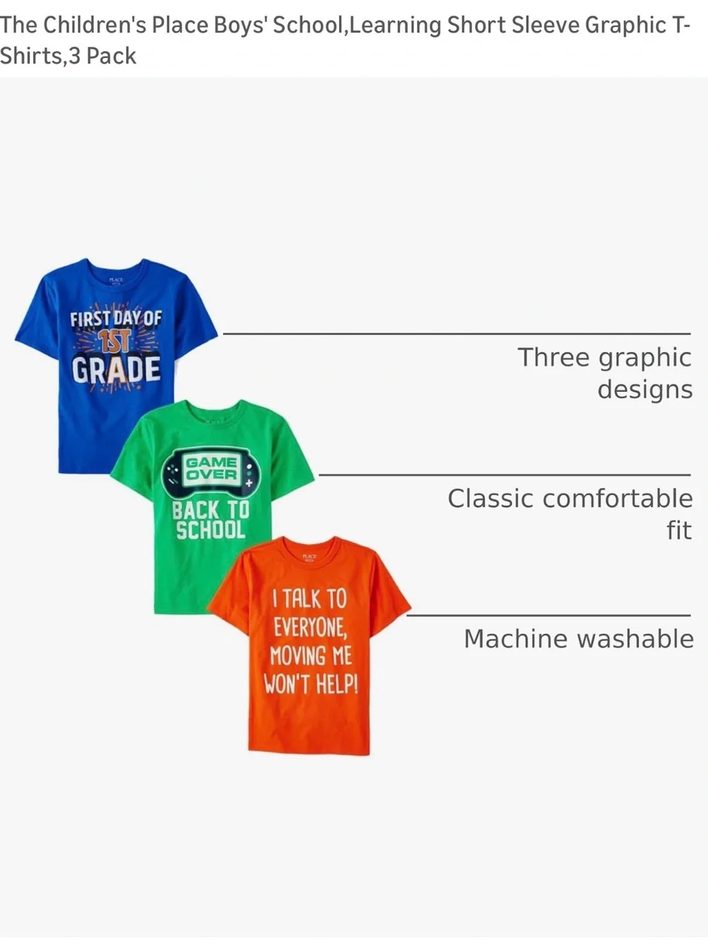 The Children's Place Blue, Green & Orange Graphic Tee 3-Pack